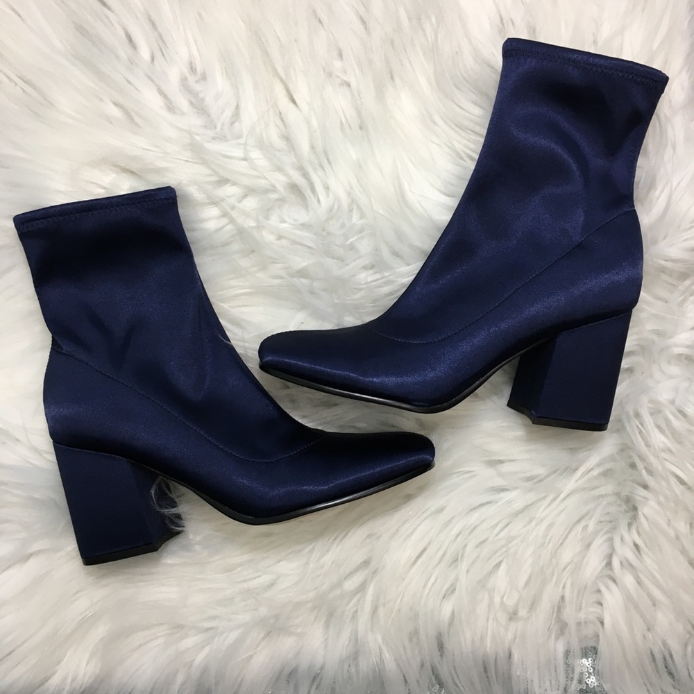 Marc Fisher Satin Look Blue Boots